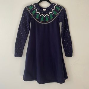 Hanna Anderson Navy Knit Dress with fair isle details around neck